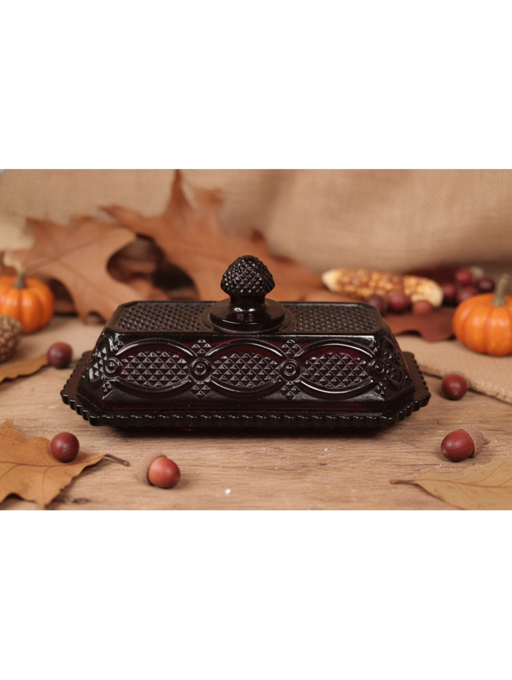 Vintage Ruby Red Glass Covered Butter Dish Avon 1876 Cape Cod Collection
